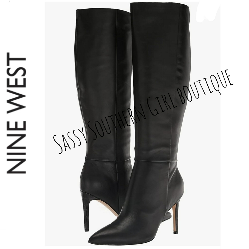 🆕⭐ Nine West black leather tall boots